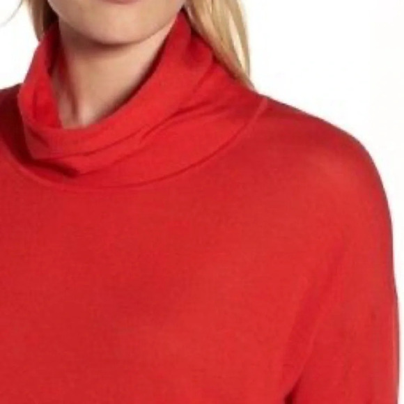 Eileen Fisher Sweater Women's XL Red Asymmetrical Merino Wool Drapey Cowl Casual - Picture 3 of 14